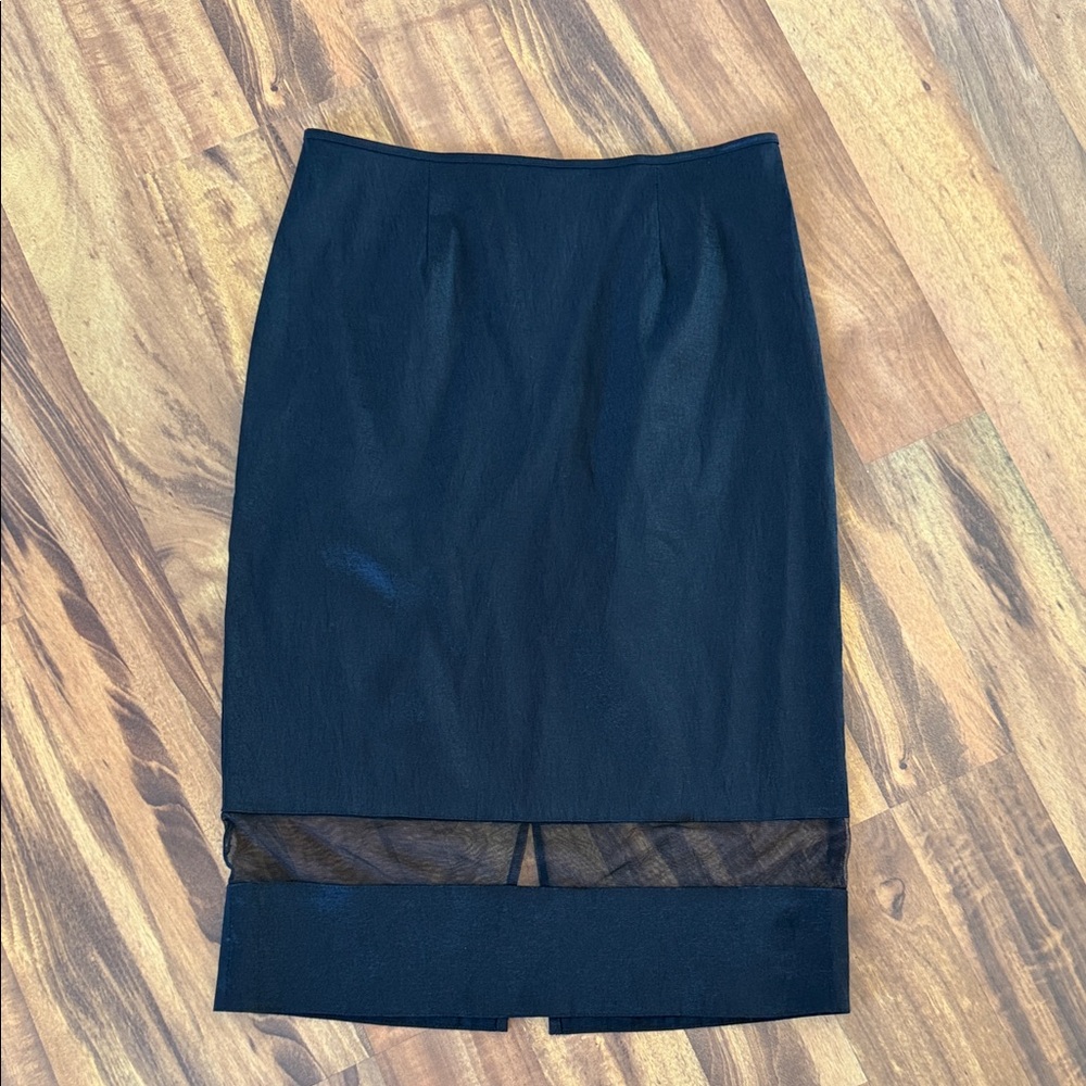 Chic Black Pencil Skirt with Mesh Detail